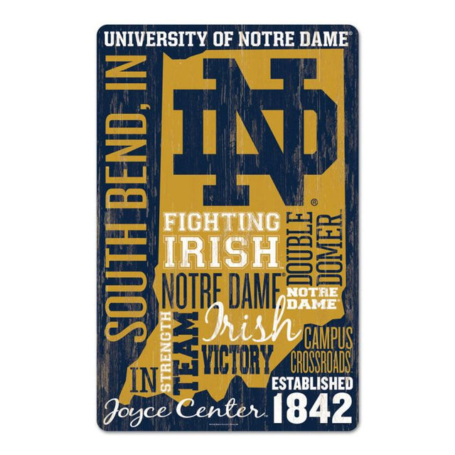 Notre Dame Fighting Irish WORDAGE Wood Sign 11" x 17" 1/4" thick