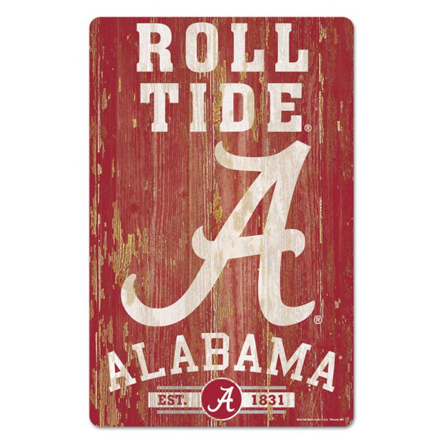 Letrero de madera Alabama Crimson Tide BARK de 11" x 17" y 1/4" de grosor