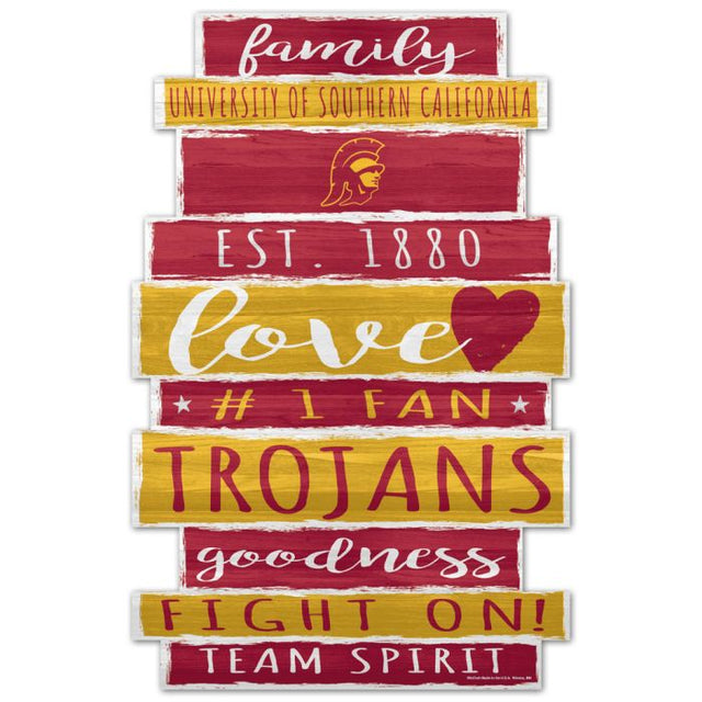 Letrero de madera con la palabra WORD PLANK de los USC Trojans, 11" x 17", 1/4" de grosor