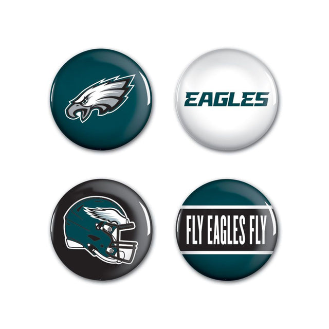 Paquete de 4 botones de los Philadelphia Eagles