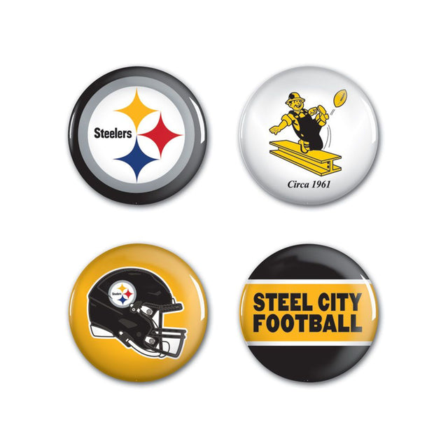 Paquete de 4 botones de los Pittsburgh Steelers