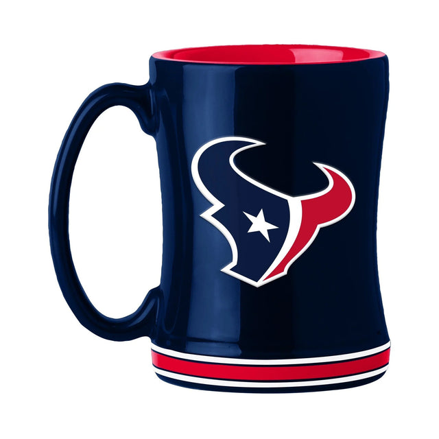 Taza de café de los Houston Texans de 14 oz con el color del equipo de relevo esculpido