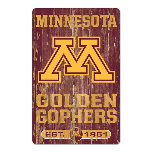 Minnesota Golden Gophers TREE BARK Wood Sign 11" x 17" 1/4" thick