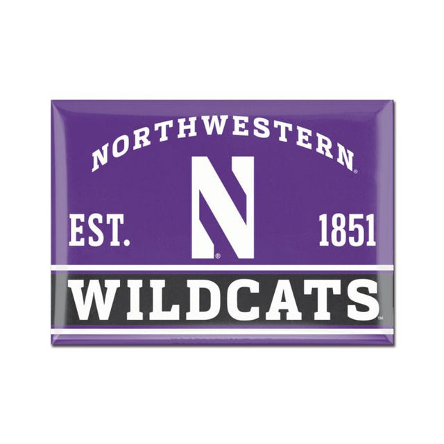 Imán de metal de los Northwestern Wildcats de 2,5" x 3,5"