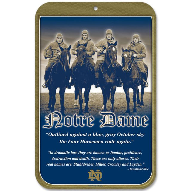 Notre Dame Fighting Irish Four Horsemen Plastic Sign 11" x 17"