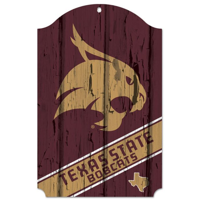 Texas State Bobcats Wood Sign 11" x 17" 1/4" thick