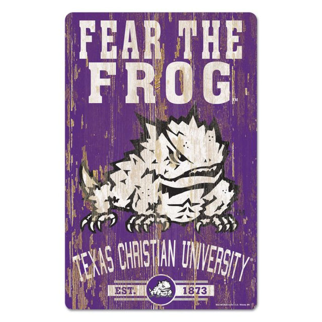 TCU Horned Frogs Wood Sign 11" x 17" 1/4" thick