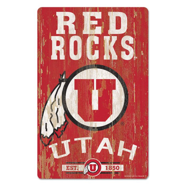 Utah Utes Wood Sign 11" x 17" 1/4" thick