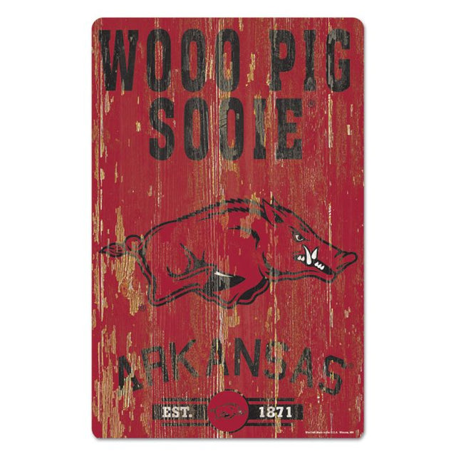 Letrero de madera de Arkansas Razorbacks, 11" x 17", 1/4" de grosor