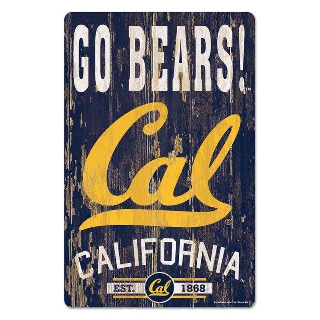 Letrero de madera de los California Golden Bears, 11" x 17", 1/4" de grosor