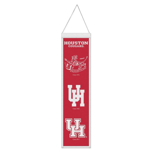 Bandera de lana de los Houston Cougars / Vintage Collegiate Evolution de 8" x 32"