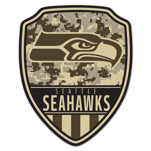 Letrero de madera de los Seattle Seahawks de 11 x 14 pulgadas con forma de escudo