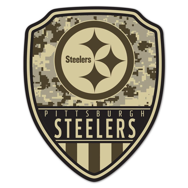 Letrero de madera de los Pittsburgh Steelers de 11 x 14 pulgadas con forma de escudo