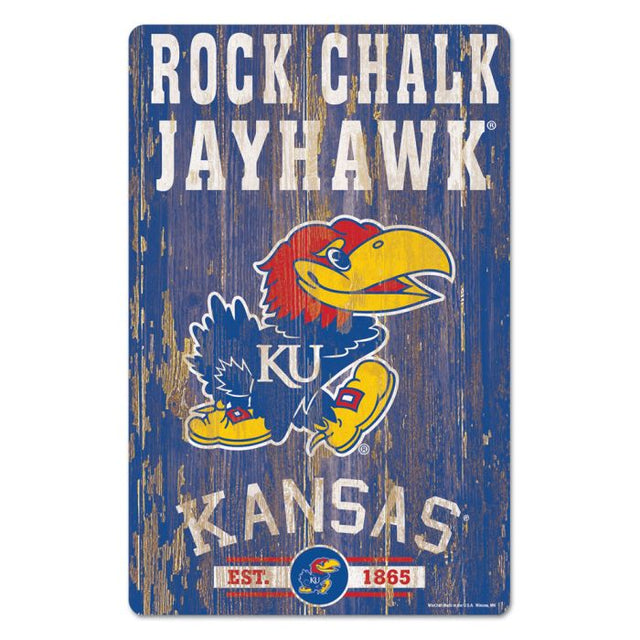 Kansas Jayhawks Wood Sign 11" x 17" 1/4" thick