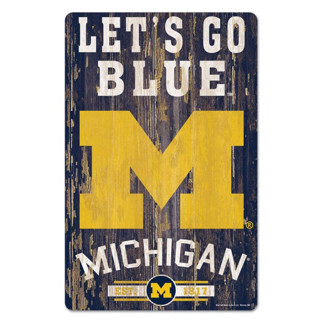 Letrero de madera de los Michigan Wolverines, 11" x 17", 1/4" de grosor