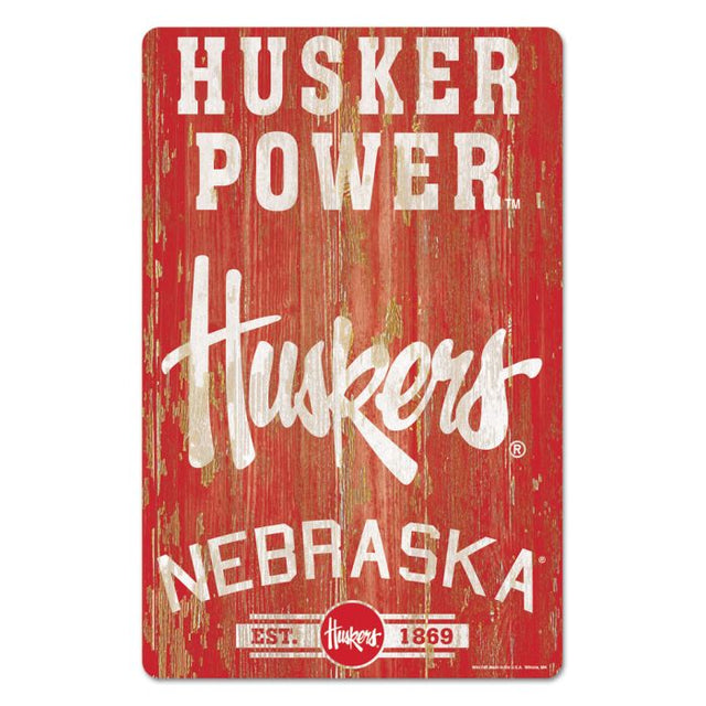 Letrero de madera de los Nebraska Cornhuskers, 11" x 17", 1/4" de grosor