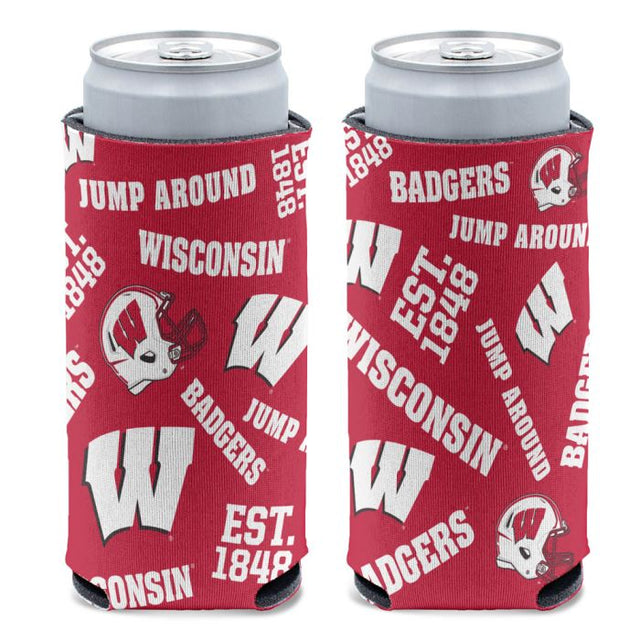 Enfriador de latas delgado de 12 oz de Wisconsin Badgers