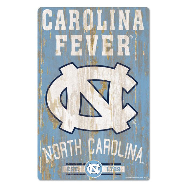 Letrero de madera de los Tar Heels de Carolina del Norte, 11" x 17", 1/4" de grosor