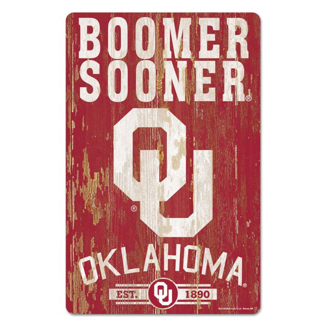 Letrero de madera de los Oklahoma Sooners, 11" x 17", 1/4" de grosor