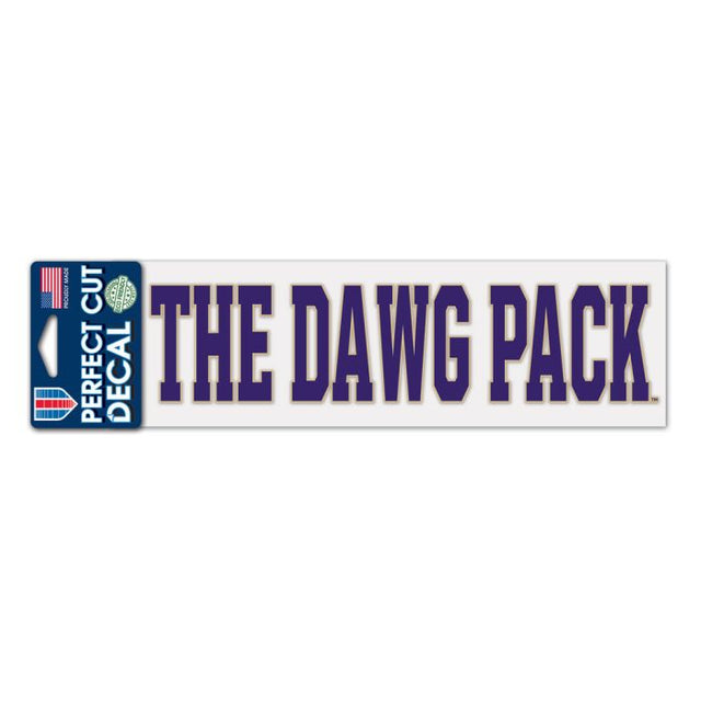 Calcomanías de corte perfecto de Washington Huskies THE DAWG PACK de 3" x 10"