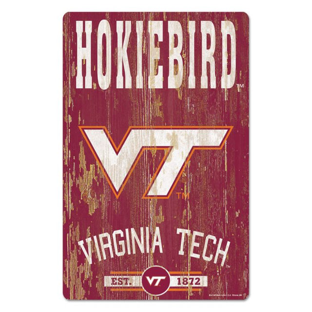 Letrero de madera de Virginia Tech Hokies de 11" x 17" y 1/4" de grosor