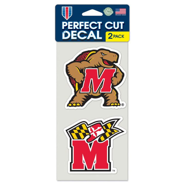 Juego de dos calcomanías de Maryland Terrapins Perfect Cut de 4" x 4"