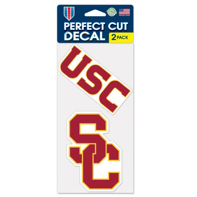 Juego de dos calcomanías de corte perfecto de los USC Trojans de 4" x 4"