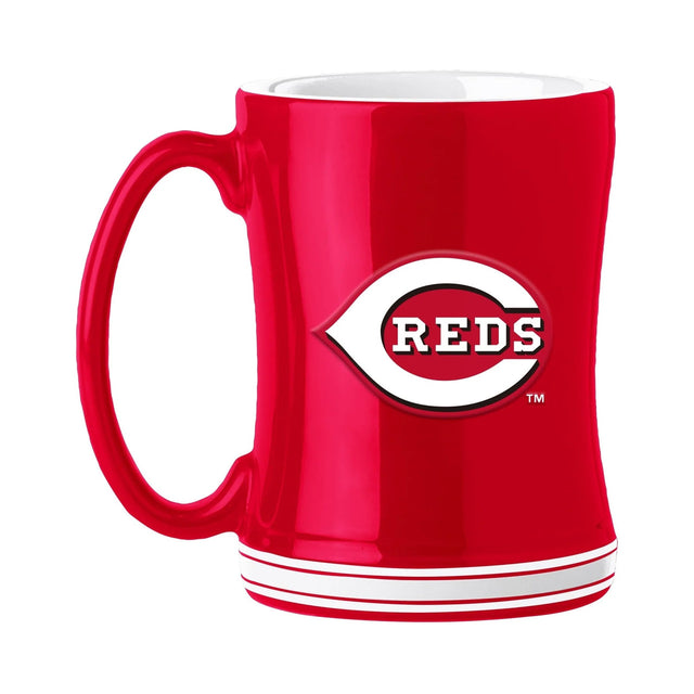 Taza de café de los Cincinnati Reds de 14 oz con el color del equipo de relevo esculpido