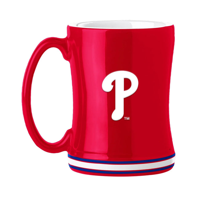 Taza de café de los Philadelphia Phillies de 14 oz con el color del equipo de relevo esculpido