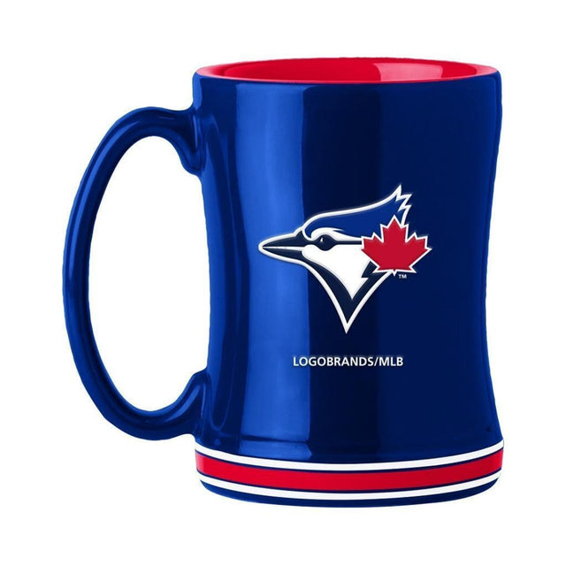 Taza de café de los Toronto Blue Jays de 14 oz con el color del equipo de relevo esculpido