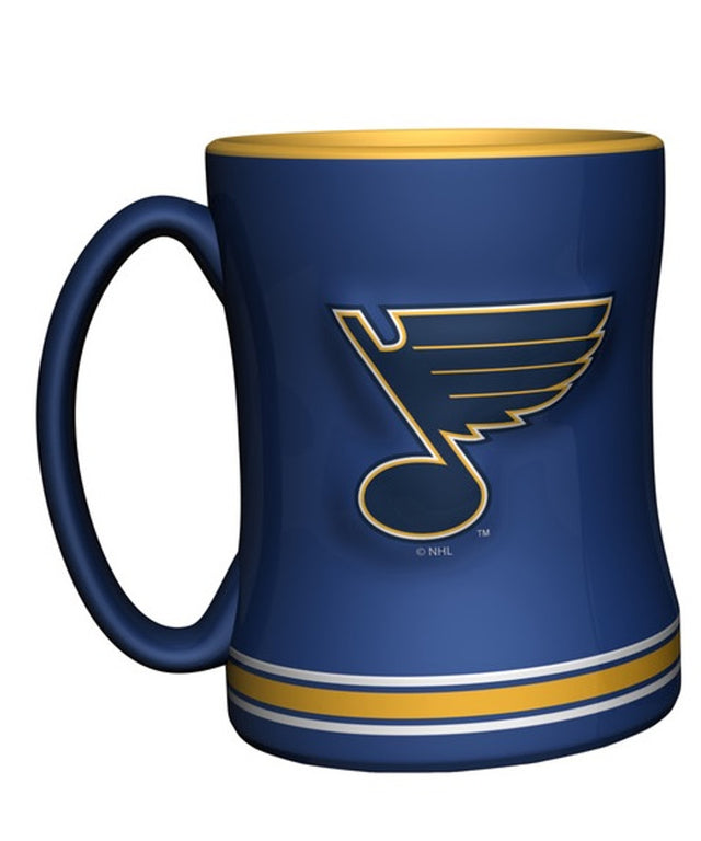 St. Louis Blues Coffee Mug 14oz Sculpted Relief Team Color