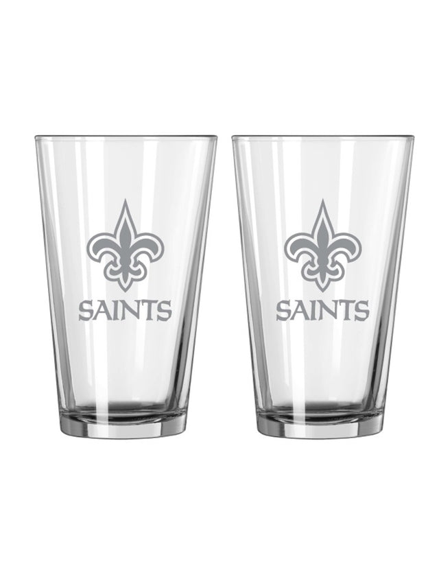 Juego de 2 vasos de cerveza de vidrio con diseño de los New Orleans Saints Frost