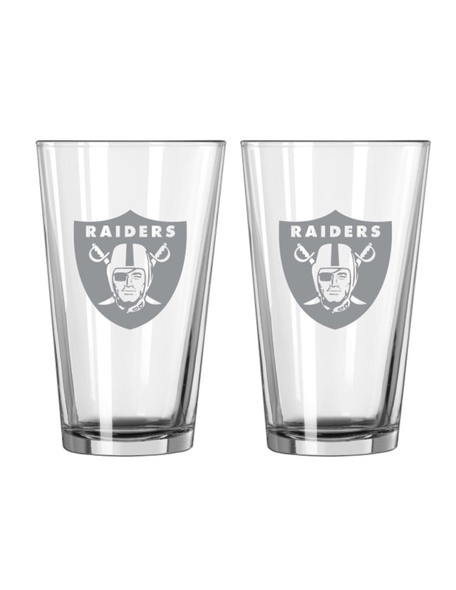 Juego de 2 vasos de pinta de vidrio con diseño de Las Vegas Raiders Frost