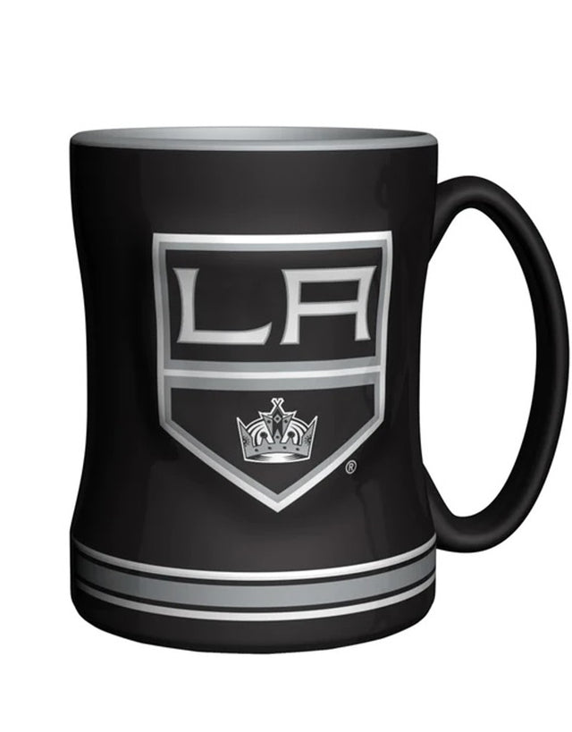 Taza de café de Los Angeles Kings de 14 oz con relieve esculpido en color del equipo