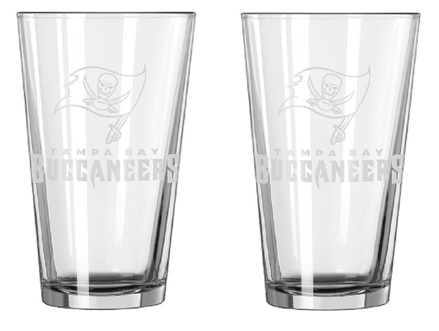 Juego de 2 vasos de pinta de vidrio con diseño escarchado de los Tampa Bay Buccaneers