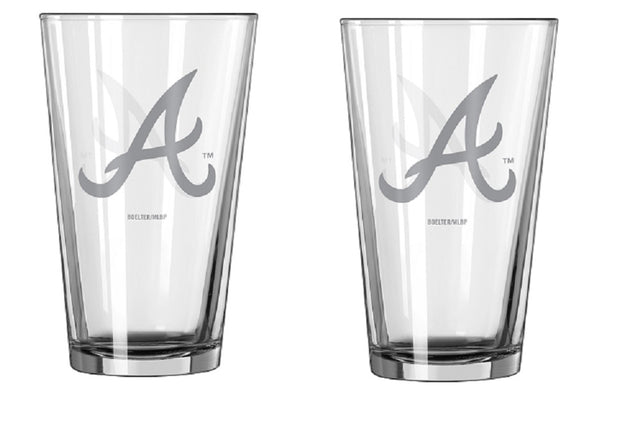 Juego de 2 vasos de cerveza de vidrio con diseño de escarcha de los Atlanta Braves