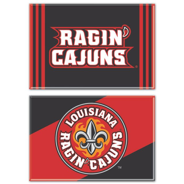 Louisiana - Lafayette Ragin Cajuns Rectangle Magnet, 2pack 2" x 3"