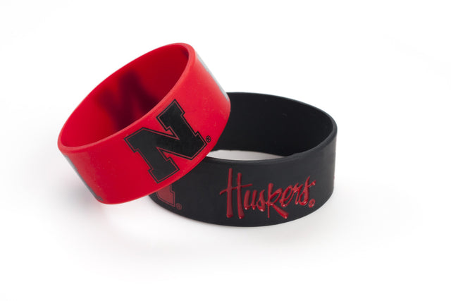 Pulseras anchas de los Nebraska Cornhuskers, paquete de 2