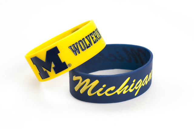 Pulseras anchas de los Wolverines de Michigan, paquete de 2