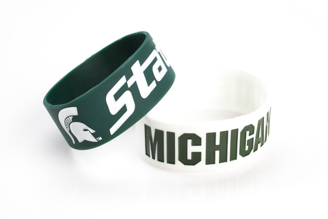 Paquete de 2 pulseras anchas de los Spartans de Michigan State