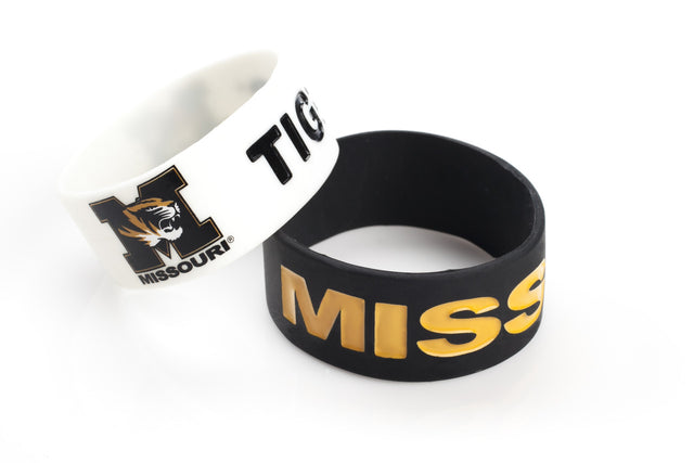 Pulseras de los Missouri Tigers, paquete de 2, anchas