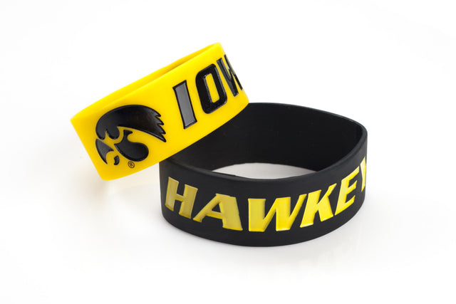 Paquete de 2 pulseras anchas de Iowa Hawkeyes