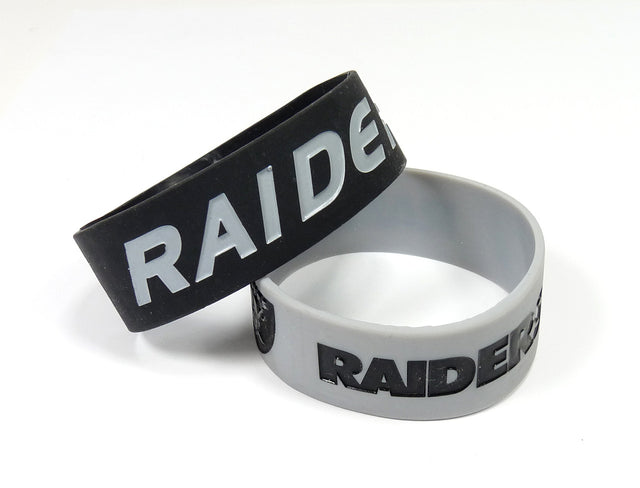 Pulseras de los Raiders de Las Vegas, paquete de 2, anchas