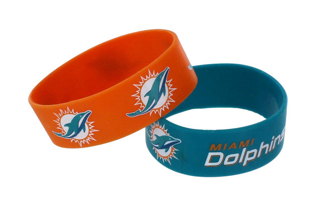 Pulseras de los Miami Dolphins, paquete de 2, anchas