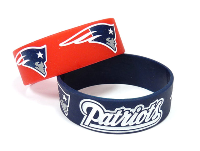 Pulseras de los New England Patriots, paquete de 2, anchas