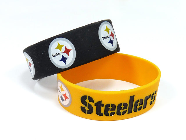 Paquete de 2 pulseras anchas de los Pittsburgh Steelers