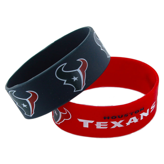 Pulseras de los Houston Texans, paquete de 2, anchas