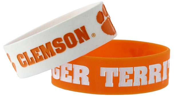 Pulseras de los Clemson Tigers, paquete de 2, anchas