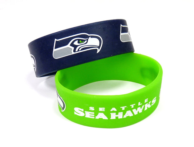 Pulseras anchas de los Seattle Seahawks, paquete de 2