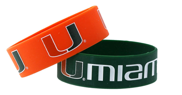 Pulseras de los Miami Hurricanes, paquete de 2, anchas